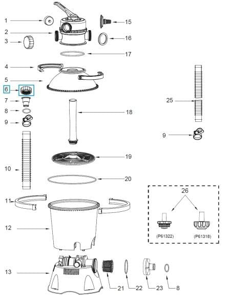 Pièces Détachées Ecrou de serrage pour tous les systèmes de filtre à sable Flowclear™ Bestway® (à partir de 2019) Bestway 3