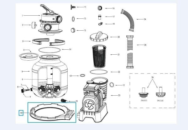 Pièces Détachées Socle de cuve pour les systèmes de filtre à sable Flowclear™ Bestway® (58486, 58497) EU Bestway 3