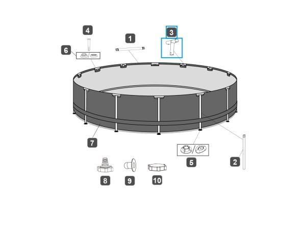 Pièces Détachées Connecteur T pour piscines Steel Pro MAX™ Bestway® 366 x 100 cm, rondes Bestway 3