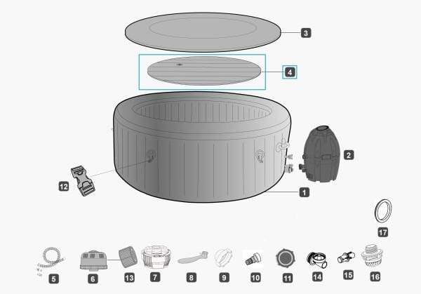 Pièces Détachées Couverture gonflable pour pour LAY-Z-SPA® Palm Springs et Milan AirJet™ Bestway® 196 x 71 cm Bestway 3