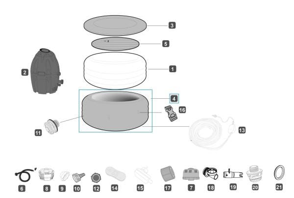 Pièces détachées Spas gonflables Housse en similicuir de rechange pour LAY-Z-SPA® Paris AirJet™ Bestway® 196 x 66 cm (à partir de 2020) Bestway 3