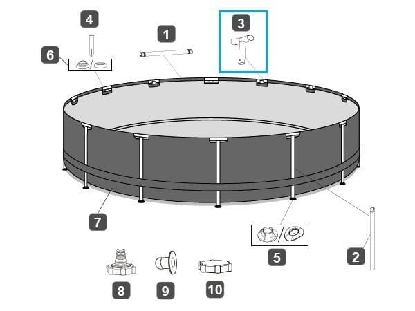 Pièces Détachées Connecteur T pour piscine Steel Pro MAX™ Bestway® 366 x 76 cm, ronde Bestway 3