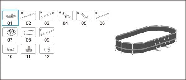 Pièces Détachées Liner de piscine pour piscine Power Steel™ Bestway® 305 x 200 x 84 cm, gris clair, ovale Bestway 4