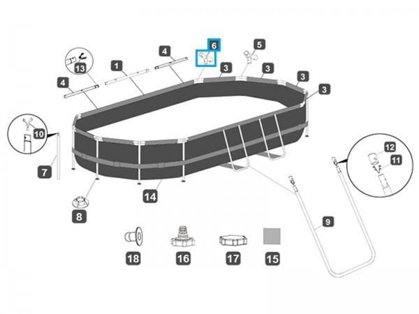 Pièces Détachées Connecteur T "F" pour piscine Power Steel™ Bestway® 427 x 250 x 100 cm Bestway 2