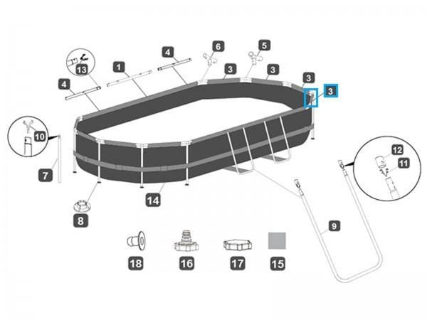 Pièces Détachées Top rail C pour Piscines Power Steel™ Bestway® 427 x 250 x 100 cm Ovale Bestway 2