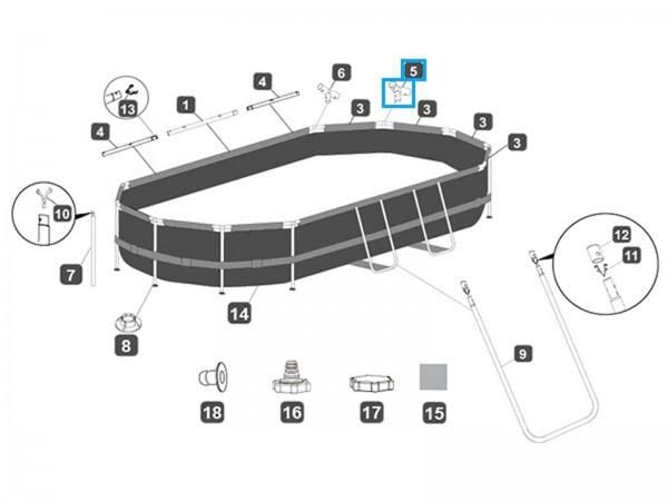 Pièces Détachées Connecteur T "E" pour Swim Vista Series™ Bestway® 427 x 250 x 100 cm Bestway 3