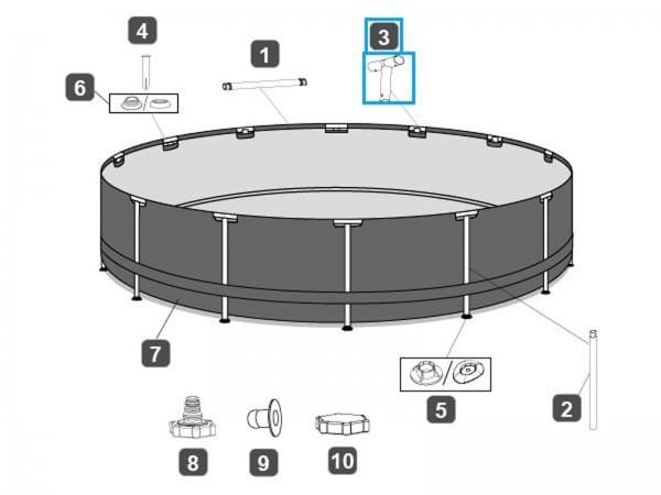 Pièces Détachées Connecteur T pour piscines Steel Pro MAX™ Bestway® Ø 427/457 cm, rondes Bestway 2