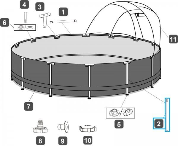 Pièces Détachées Pied vertical pour Piscine Power Steel™ Bestway® 396 x 107 cm Ronde Bestway 3