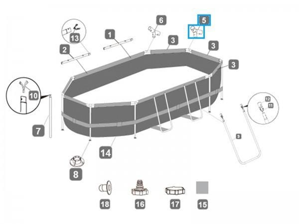 Pièces Détachées Connecteur T "E" pour piscines Power Steel™ / Swim Vista Series™ Bestway® Bestway 3