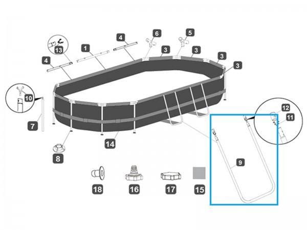 Pièces Détachées Support en U "A" côtés longs pour piscine Power Steel™ Bestway® 427 x 250 x 100 cm, ovale - Acier résistant anti-corrosion Bestway 2