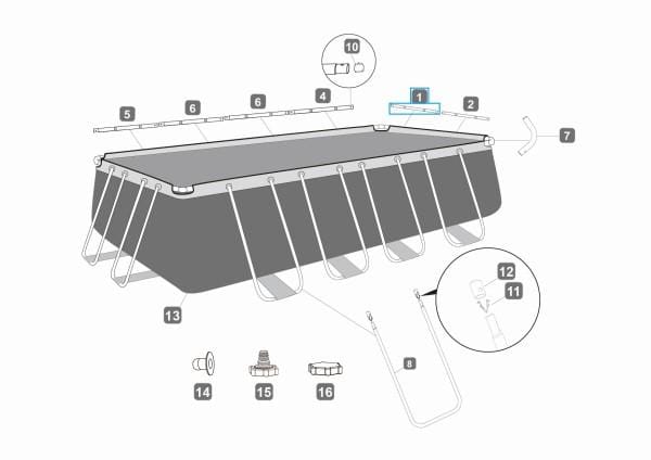 Pièces Détachées Top rail "A" pour piscines Power Steel™ Bestway® 488 x 244 x 122 cm Bestway 3