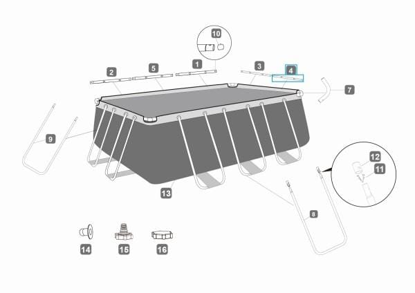 Pièces Détachées Top rail "D" pour piscines Power Steel™ Bestway® 488/549/640/956 cm Bestway 3