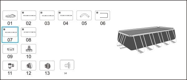 Pièces Détachées Montant horizontal "C" pour Piscines Power Steel™ Bestway® 549 x 274 x 122 cm Bestway 3