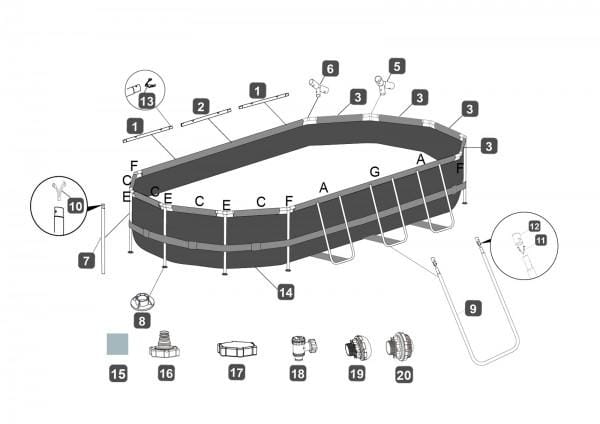 Accessoires piscine et spa Bâche pour piscine Power Steel ovale 610 x 366 x 122 cm Bestway 4