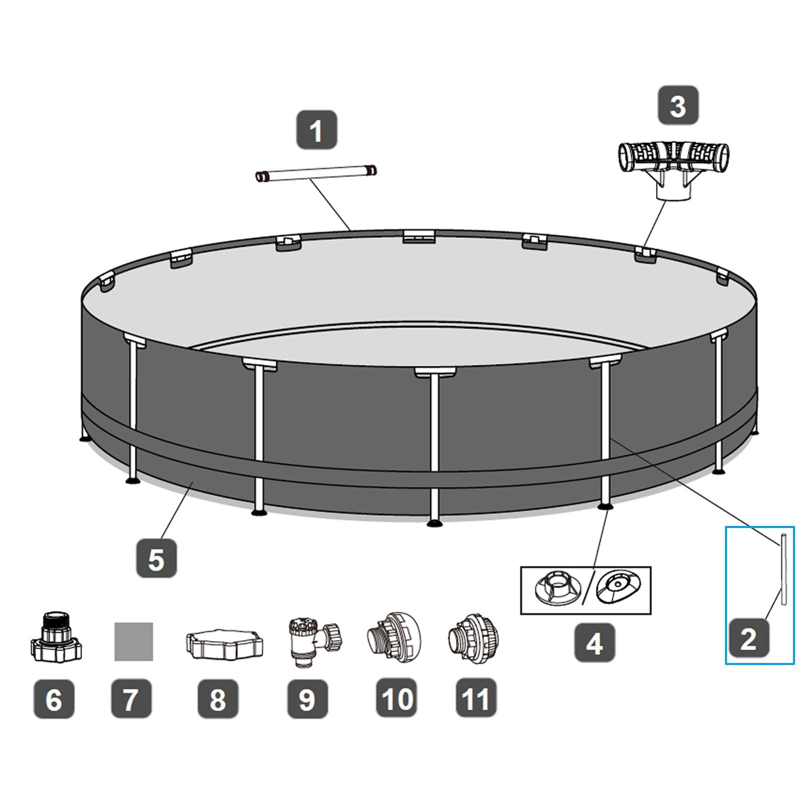 Pièces Détachées Pied vertical pour Piscine Steel Pro MAX™ 366 x 122 cm Bestway® (à partir de 2022) ronde Bestway 2