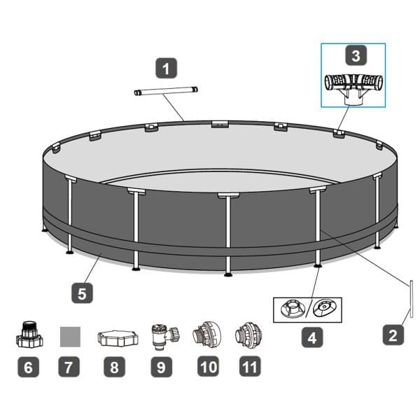 Pièces Détachées Connecteur T pour piscines Power Steel™ Swim Vista Bestway® 488/549x122 cm (2022), rondes Bestway 3