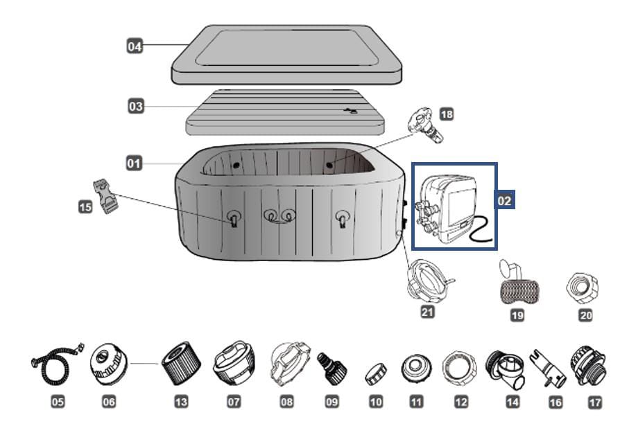 Pièces Détachées Pompe de filtration Bestway® pour Lay-Z-Spa™ Hydrojet Pro avec wifi EU Bestway 3