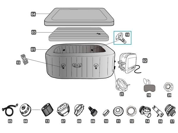 Pièces détachées Spas gonflables Buse pour spas LAY-Z-SPA® HydroJet Pro™ (2023) Bestway 2