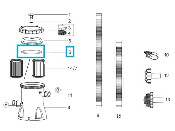 Pièces Détachées Kit couvercle et joints pour pompes à filtre Flowclear™ Bestway® 5678 m3/h Bestway 1