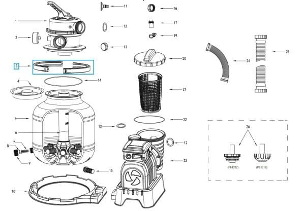 Pièces Détachées Collier de serrage (Bride supérieure) pour certains systèmes de filtre à sable Flowclear™ Bestway® Bestway 2