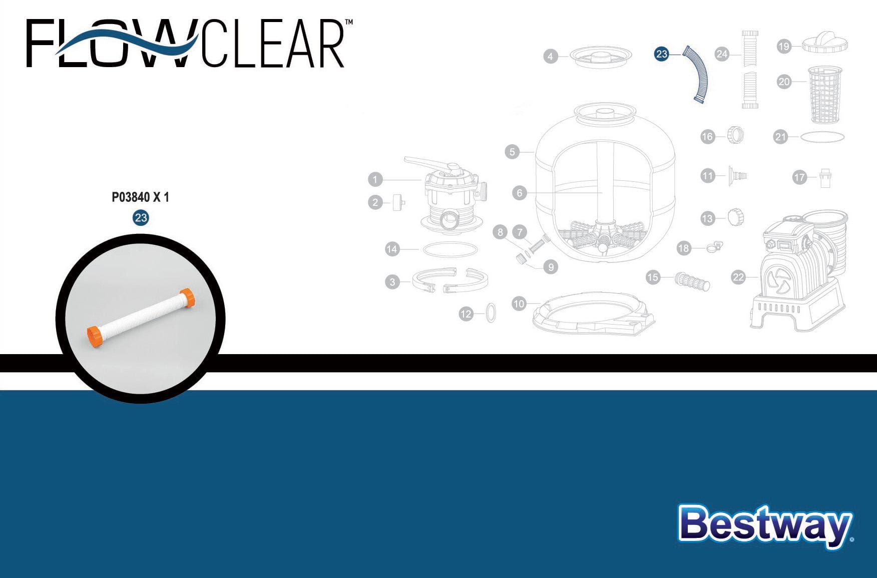 Pièces Détachées Tuyau d’interconnexion avec écrous (360 mm) pour certains filtres à sable Flowclear™ Bestway® Bestway 2