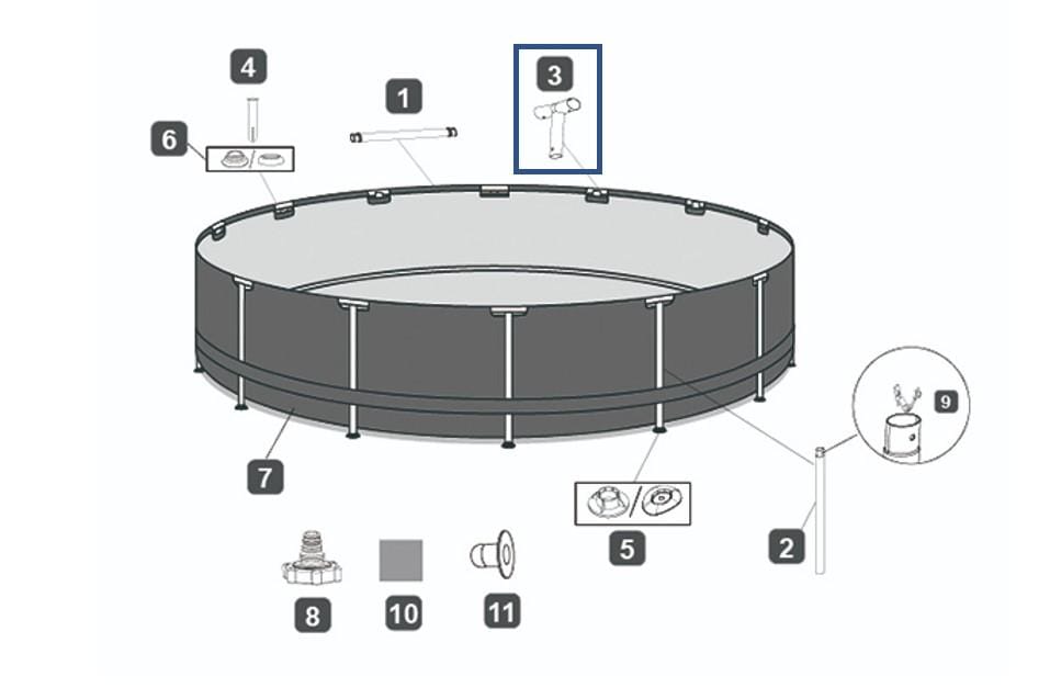 Pièces Détachées Connecteur T pour Piscines Steel Pro™ Bestway® 366 x 76 cm, Rondes Bestway 3