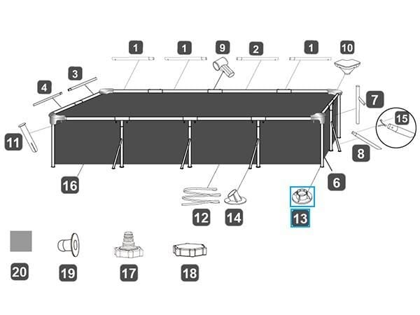 Pièces Détachées Support pied pour piscine hors sol Steel Pro 305 / 366 cm et 157" Splash Bestway® Bestway 4