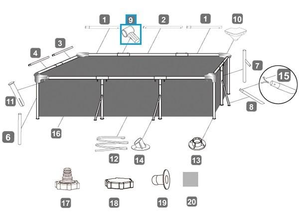 Pièces Détachées Connecteur en T pour piscines Steel Pro™ Bestway® 221 / 239 / 259 / 300 cm Bestway 3