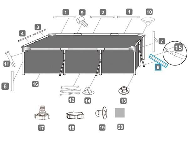 Pièces Détachées Jambe de soutien pour piscines Steel Pro™ Bestway® 300 x 201 x 66 cm Bestway 3