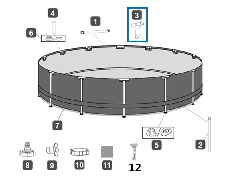 Pièces Détachées Connecteur T Piscine hors sol ronde Steel Pro™ Frame Bestway® Ø 244 cm Bestway 3