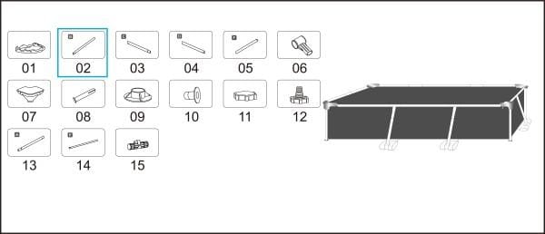 Pièces Détachées Montant Horizontal "B" pour piscine Steel Pro™ Bestway® 221 x 150 x 43 cm Bestway 5