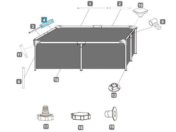 Pièces Détachées Montant horizontal "D" pour piscine Steel Pro™ Bestway® 221 x 150 x 43 cm Bestway 5