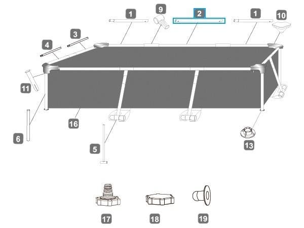 Pièces Détachées Montant horizontal "B" pour Piscine Steel Pro™ Bestway® 259 x 170 x 61 cm Bestway 3