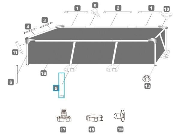 Pièces Détachées Pied vertical en T pour piscines Steel Pro™ Bestway® 259 x 170 x 61 cm Bestway 3