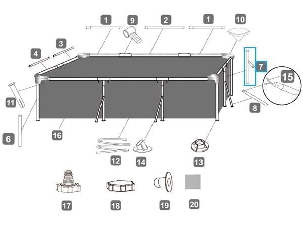 Pièces Détachées Pied vertical Y pour Piscines Steel Pro™ Bestway® 300 x 201 x 66 cm Bestway 3