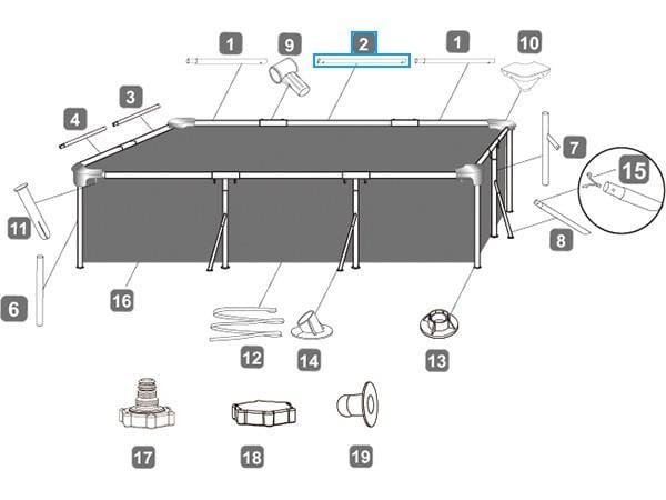 Pièces Détachées Montant horizontal "B" pour piscines Steel Pro™ Bestway® 300 x 201 x 66 cm Bestway 3