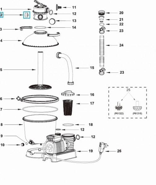 Pièces Détachées Manomètre pour tous les systèmes de filtre à sable Flowclear™ Bestway® Bestway 5