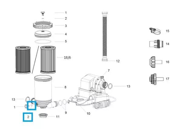 Pièces Détachées Joint torique de vis de purge pour filtration cartouche Bestway® Bestway 2