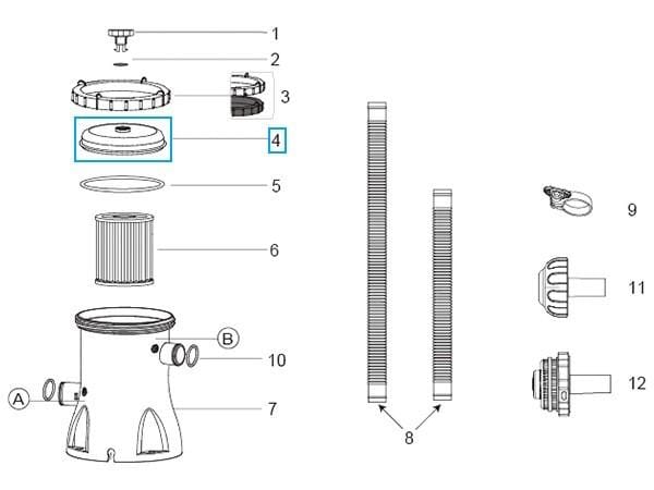 Pièces Détachées Couvercle pour pompe de filtration Flowclear™ Bestway® 1 249 l/h Bestway 2