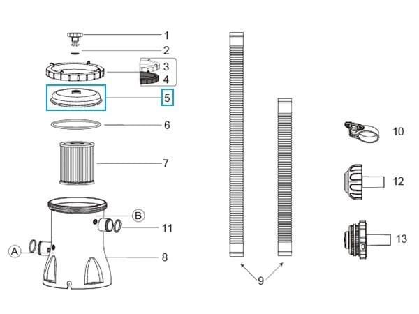 Pièces Détachées Couvercle pour pompes de filtration Flowclear™ Bestway® (sauf 1 249 / 9 463 l/h) Bestway 2