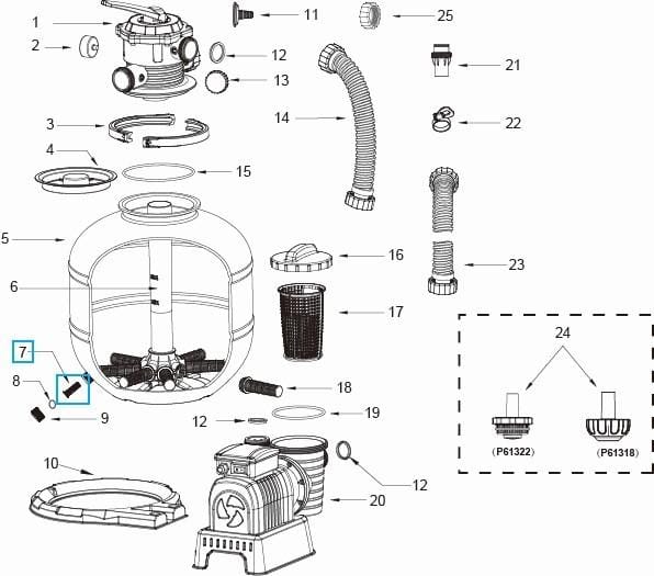 Pièces Détachées Tamis pour bouchon de vidange de filtre à sable 2000gal Bestway 3