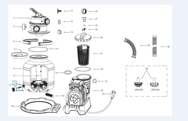 Pièces Détachées Tamis pour bouchon de vidange de filtre à sable 2000gal Bestway 4