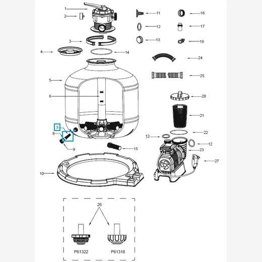 Pièces Détachées Tamis pour bouchon de vidange de filtre à sable 2000gal Bestway 5