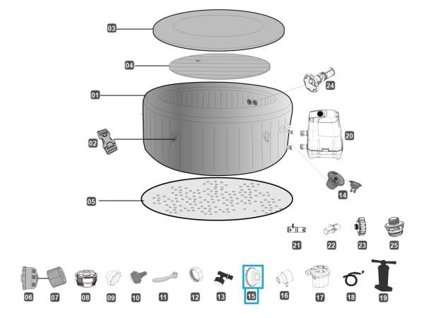 Pièces détachées Spas gonflables Bouchon intérieur d'étanchéité LAY-Z-SPA® HydroJet Pro™ Bestway® Bestway 3