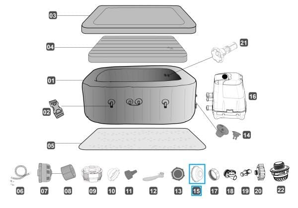 Pièces détachées Spas gonflables Bouchon intérieur d'étanchéité LAY-Z-SPA® HydroJet Pro™ Bestway® Bestway 4