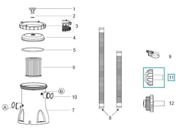 Pièces Détachées Crépine de refoulement pour piscine Bestway® avec un raccordement de Ø 32 mm (à partir de 2017) Bestway 5