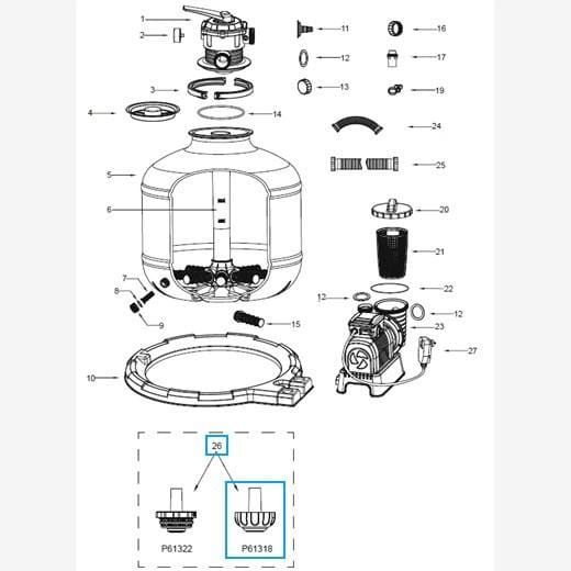 Pièces Détachées Crépine de refoulement pour piscine Bestway® avec un raccordement de Ø 32 mm (à partir de 2017) Bestway 3