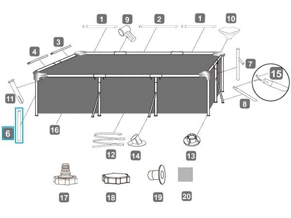 Pièces Détachées Pied vertical pour Piscines Steel Pro™ Bestway® 300 x 201 x 66 cm Bestway 3