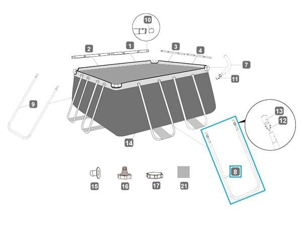 Pièces Détachées Support en U "A" côtés longs pour piscines Power Steel™ Bestway® (hauteur 84 cm) Bestway 3