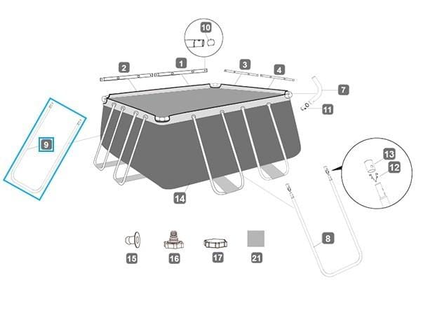 Pièces Détachées Support en U "B" côtés courts pour piscines Power Steel™ Bestway® (hauteur 84 cm) Bestway 2